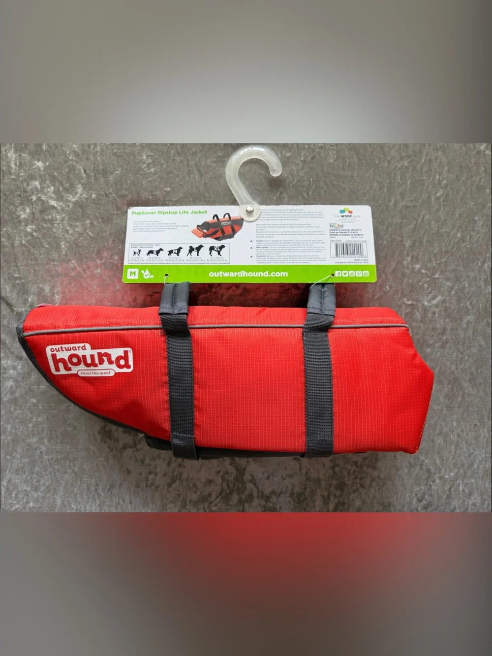 Outward Hound Orange Dog Life Jacket with Gray Straps